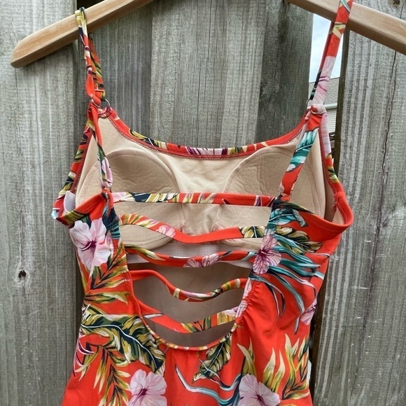 Kona Sol Hawaiian Floral One Piece Swimsuit Size 14 - Picture 4 of 8